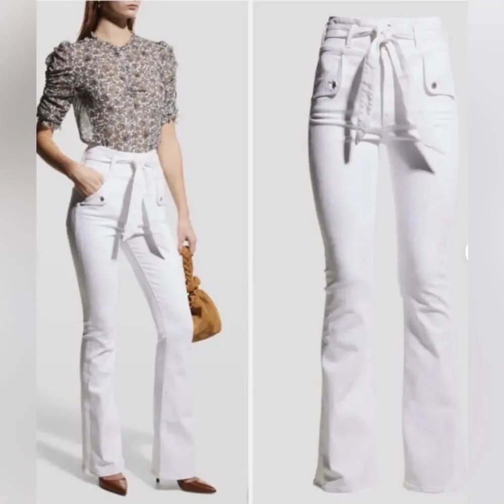 Veronica Beard White High-Rise Flare Jeans no tie included size 27